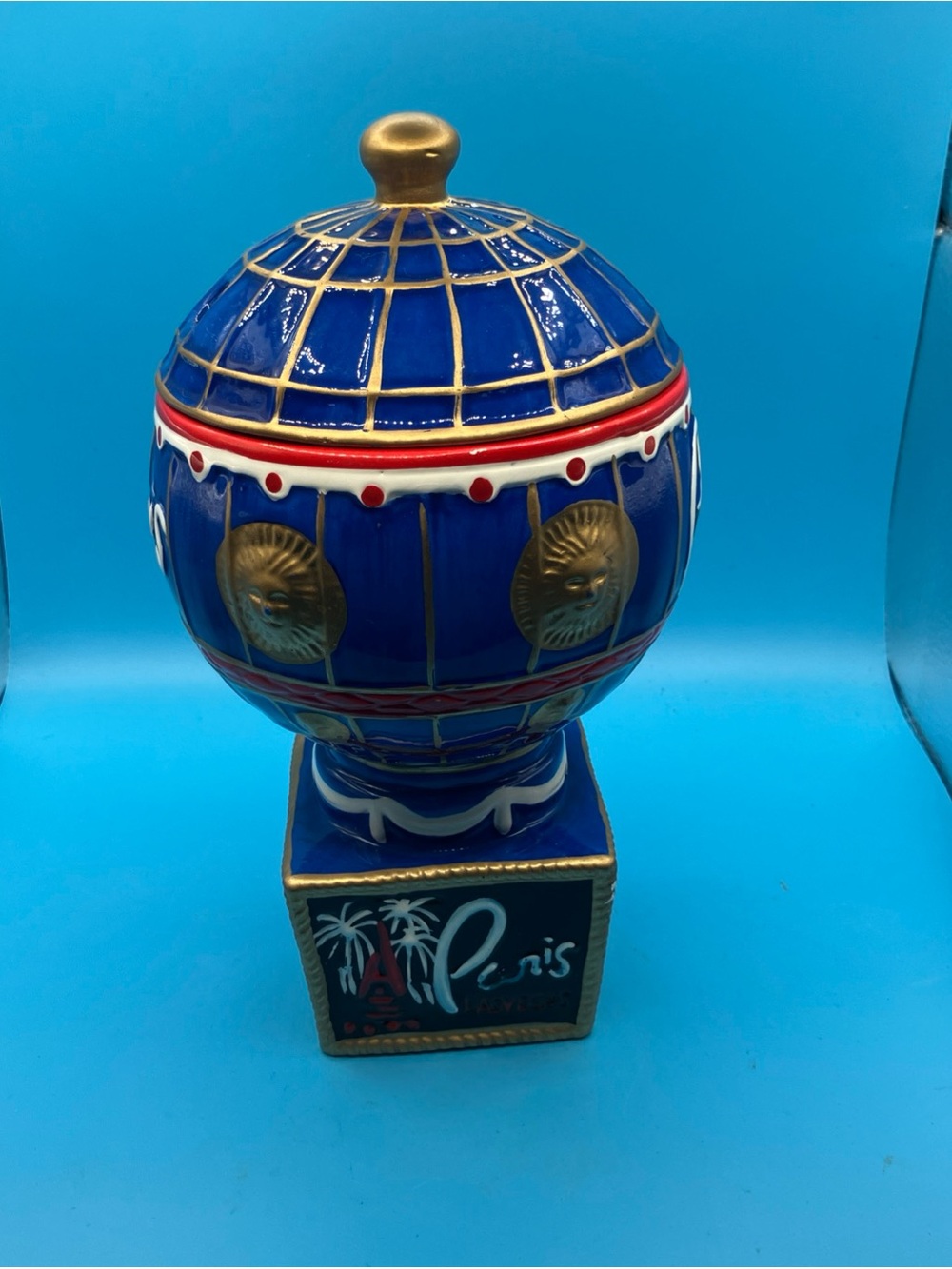 PARIS Casino Las Vegas Souvenir Drink Glass Ceramic Hot Air Balloon Eiffel Tower